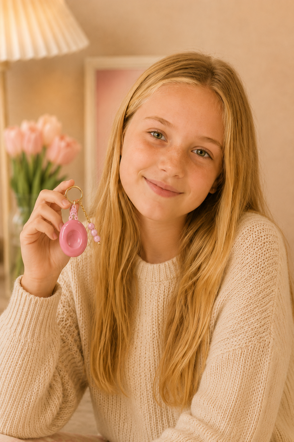 Girl with plain color stone